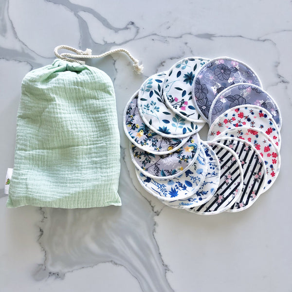 Bundle Reusable Breast Pads (12pk) + Organic Muslin Nursing Cover