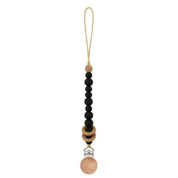 Baby Dummy Clips - Beaded Silicone Wooden Pacifier Holder - Eco Friendly Baby Gift - 14 Colours