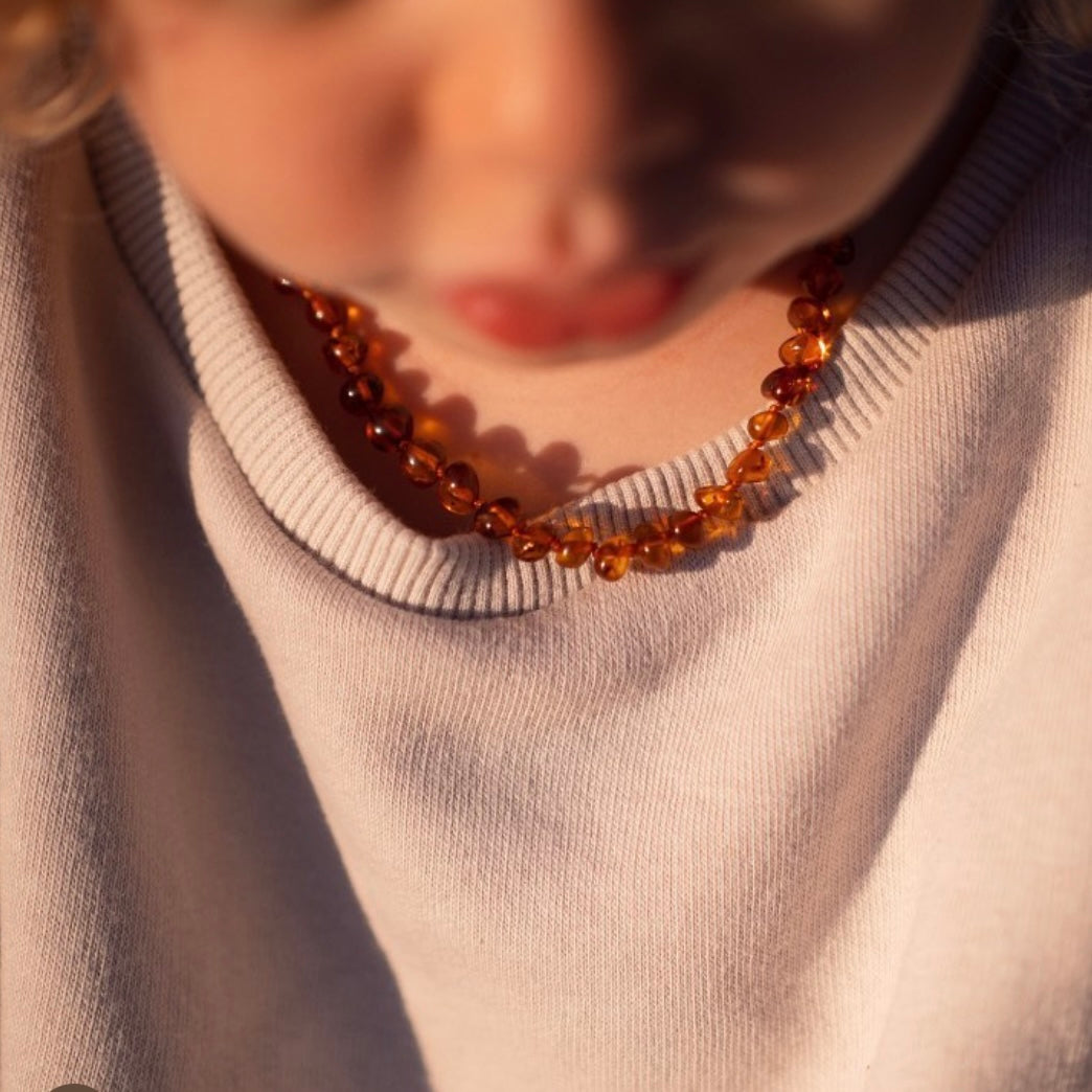 Amber Teething Necklace for Babies and Toddlers - Natural Solution for Teething Pain Relief