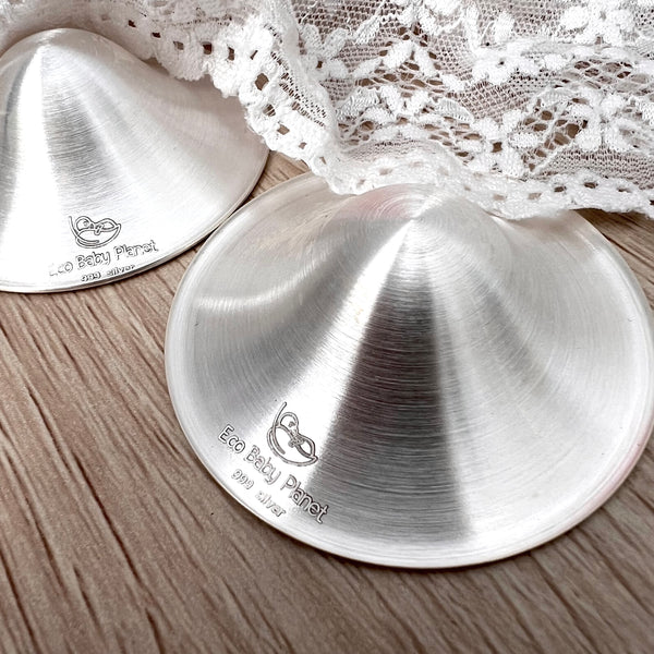 Silver Nipple Shields for Breastfeeding Mums - 100% Pure Silver 999 Carat - Nickel Free - 1 Pair