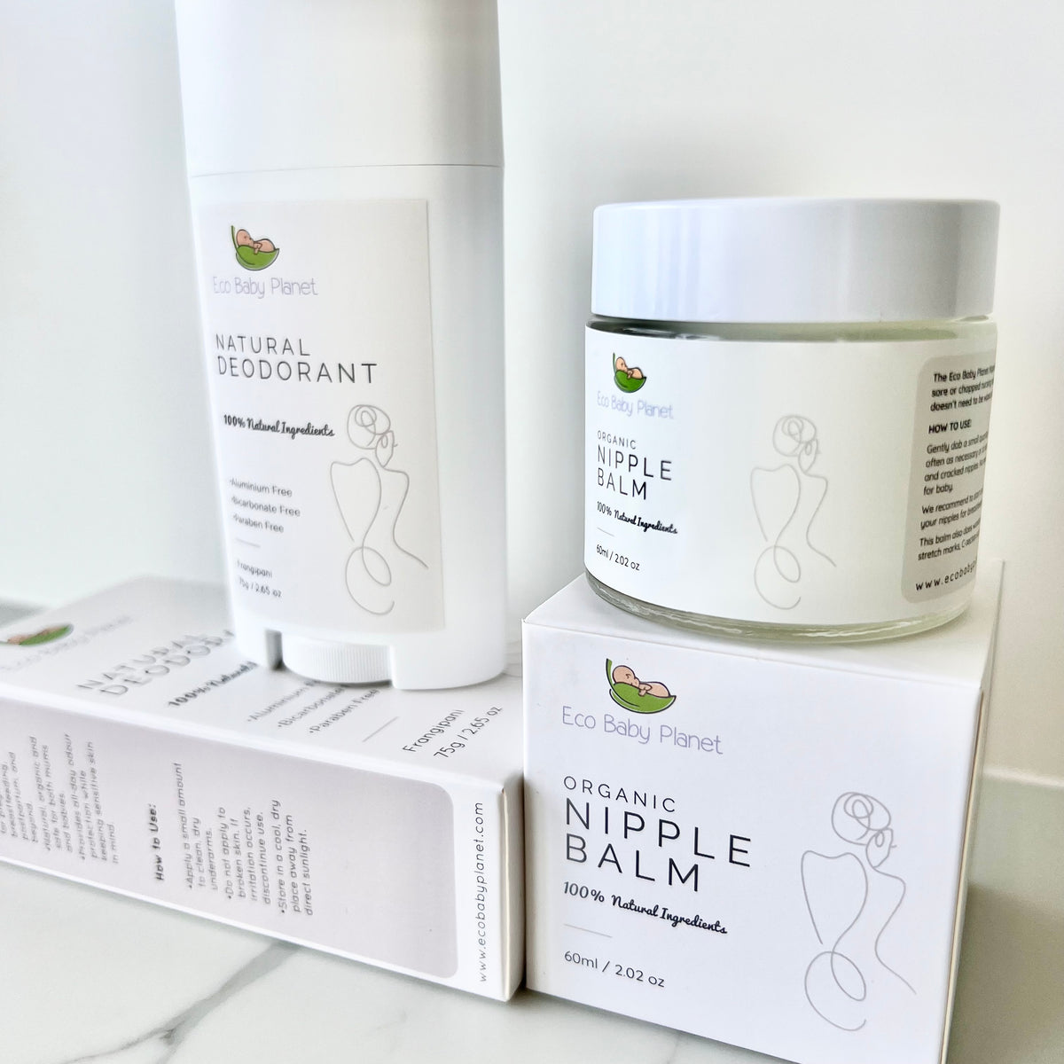 Low Tox Duo: Nipple Balm and Natural Deodorant, 100% Organic