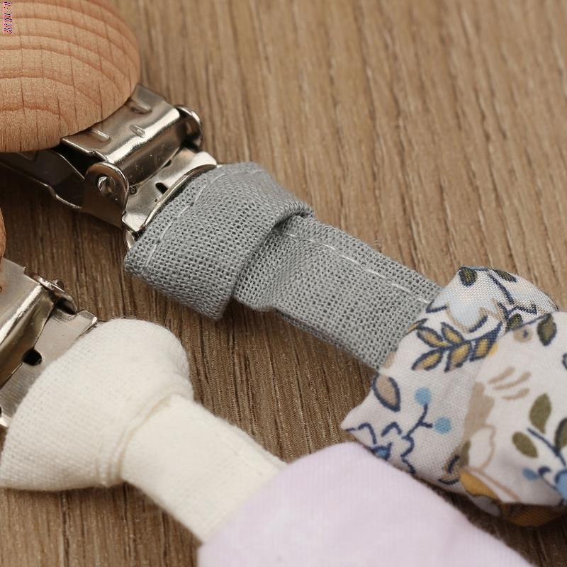 Baby Dummy Chain Clips - Cotton Linen Fabric Pacifier Holder - Boho Style Flowers - Eco Friendly Baby Gift for Boys and Girls