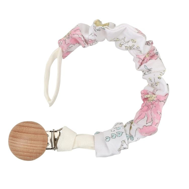 Baby Dummy Chain Clips - Cotton Linen Fabric Pacifier Holder - Boho Style Flowers - Eco Friendly Baby Gift for Boys and Girls