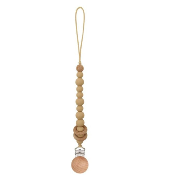 Baby Dummy Clips - Beaded Silicone Wooden Pacifier Holder - Eco Friendly Baby Gift - 14 Colours