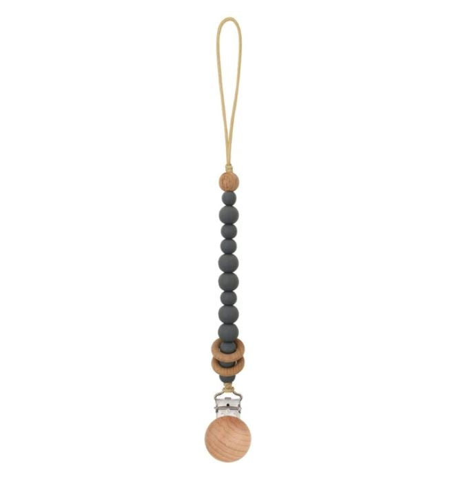 Baby Dummy Clips - Beaded Silicone Wooden Pacifier Holder - Eco Friendly Baby Gift - 14 Colours