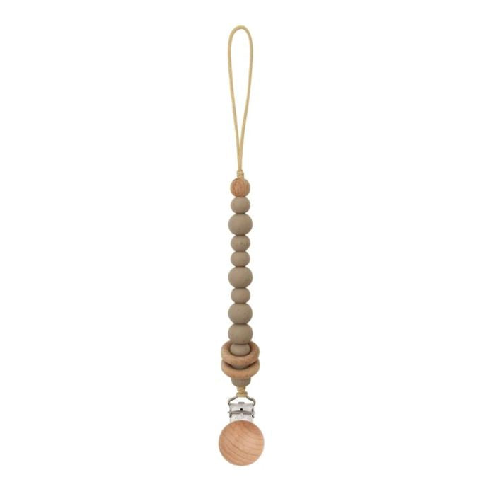 Baby Dummy Clips - Beaded Silicone Wooden Pacifier Holder - Eco Friendly Baby Gift - 14 Colours