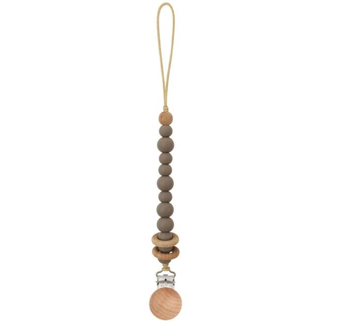 Baby Dummy Clips - Beaded Silicone Wooden Pacifier Holder - Eco Friendly Baby Gift - 14 Colours