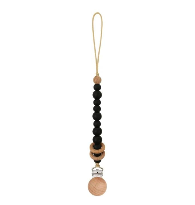 Baby Dummy Clips - Beaded Silicone Wooden Pacifier Holder - Eco Friendly Baby Gift - 14 Colours