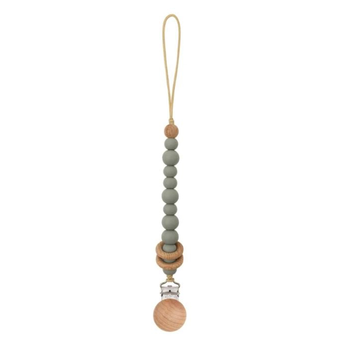 Baby Dummy Clips - Beaded Silicone Wooden Pacifier Holder - Eco Friendly Baby Gift - 14 Colours