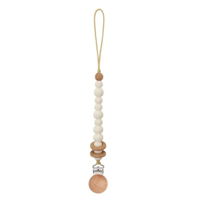 Baby Dummy Clips - Beaded Silicone Wooden Pacifier Holder - Eco Friendly Baby Gift - 14 Colours