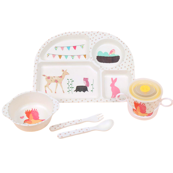 cute animal bamboo dinner set 