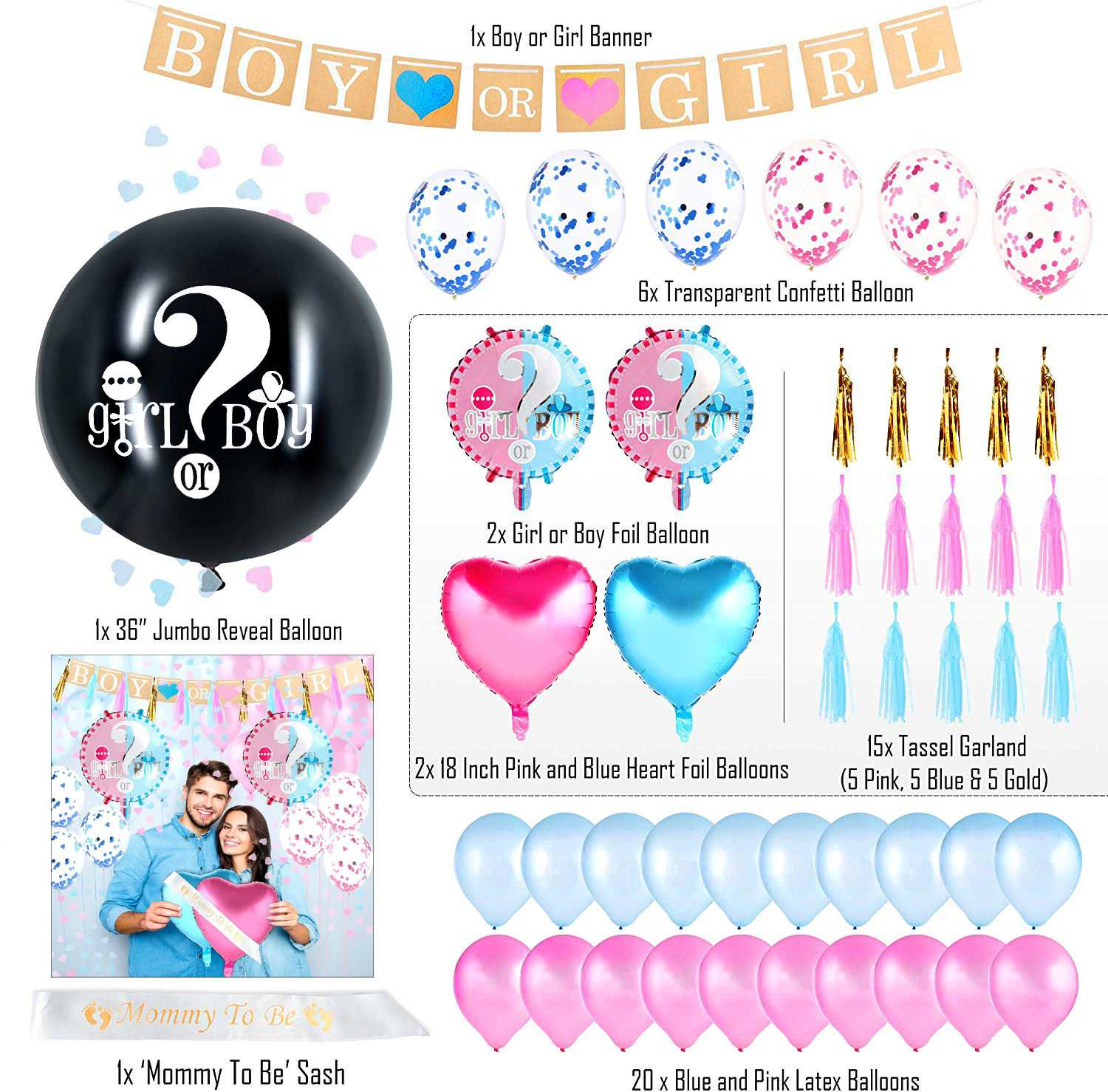 Gender Reveal Decorations Party Kit Giant Balloon 120, 47% OFF
