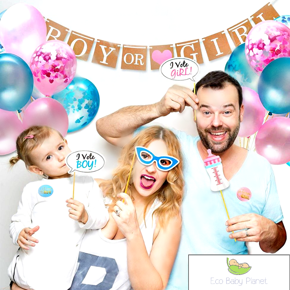 Gender Reveal Decorations Party Kit - Giant Balloon - 120 pieces Blue & Pink for 24 Guests