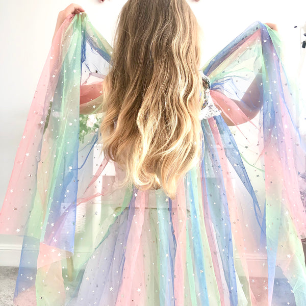 Kids Capes, Fairy Veil, Princess Cloak - Flower Girl, Birthday Party - 3, 4, 5, 6 year old Girl Gift