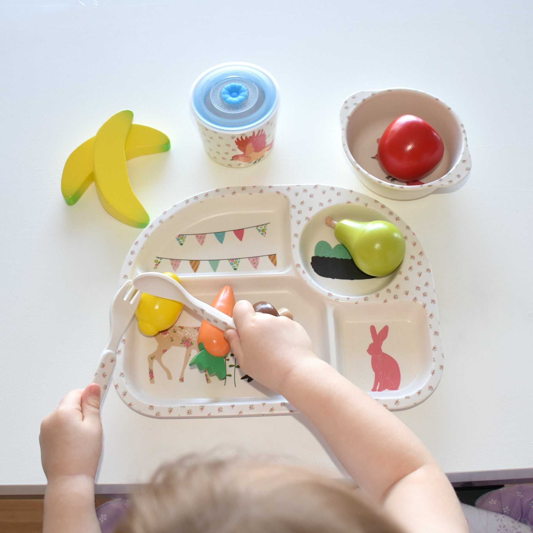 Bamboo Divided Plate Set Eco Friendly Kids Dinner Plate 