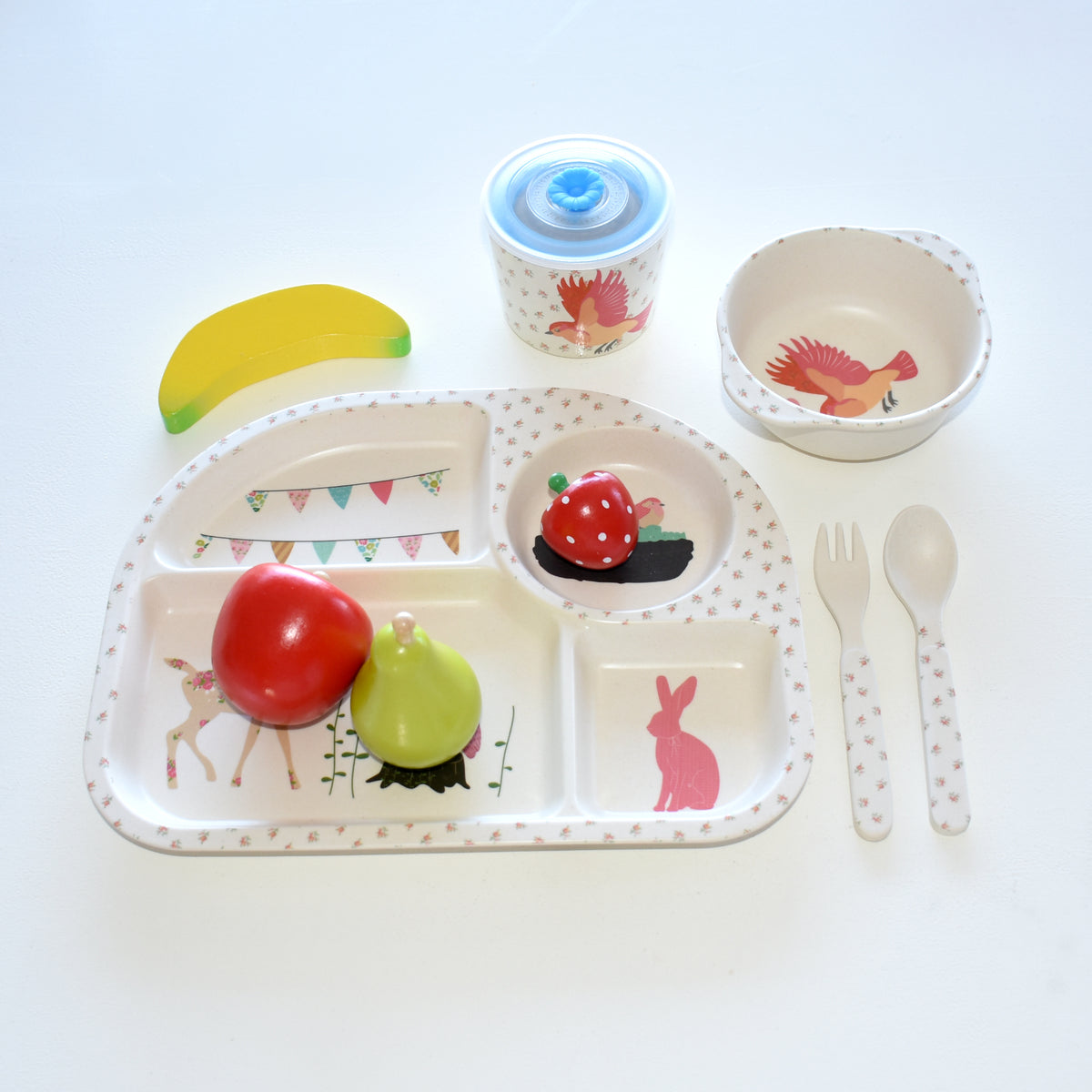 Bamboo Divided Plate Set Eco Friendly Kids Dinner Plate 