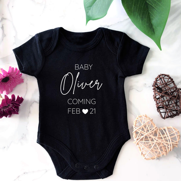 Personalised Baby Name Onesie - Custom Baby Suit - Pregnancy Announcement