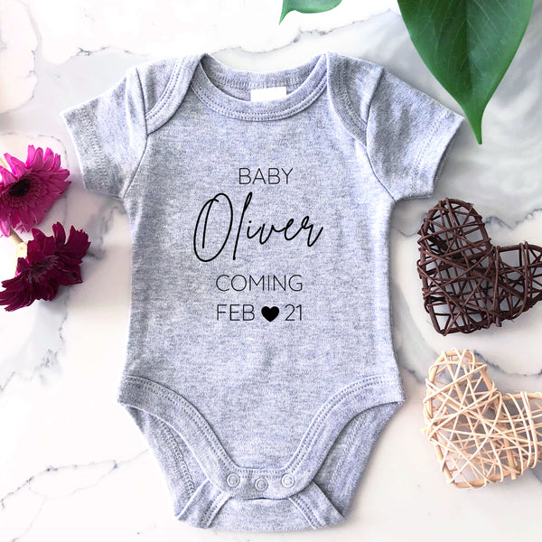Personalised Baby Name Onesie - Custom Baby Suit - Pregnancy Announcement