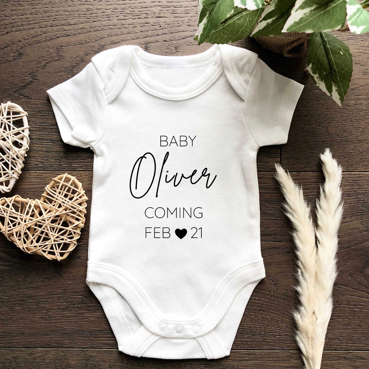Personalised Baby Name Onesie - Custom Baby Suit - Pregnancy Announcement